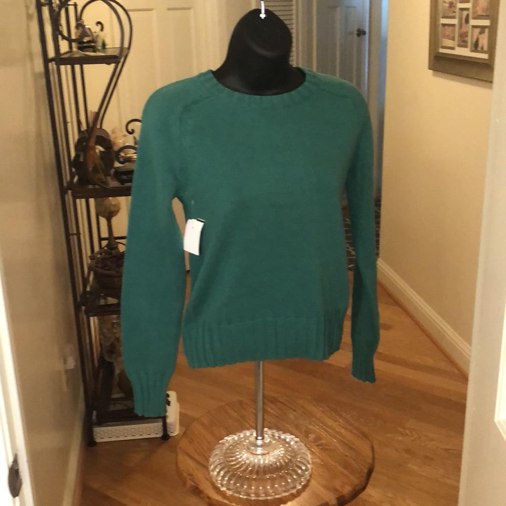 Entireworld. Green 100% Cotton Crew Neck Pullover Women’s Sweater